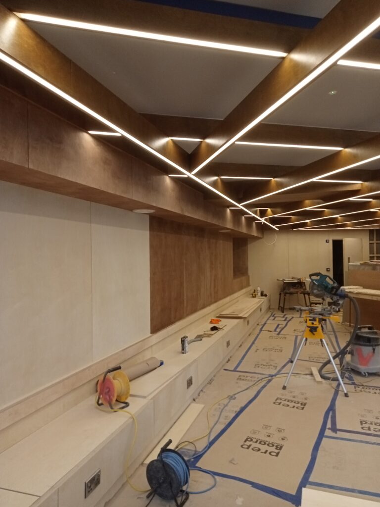 Wall panels, light beams and hidden doors.